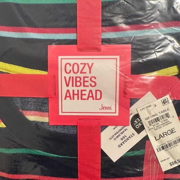 Jenni Women's 2-Pc. Long-Sleeve Packaged Pajamas Set, Sister Stripes - Picture 2 of 2